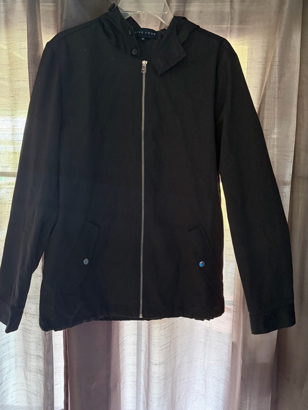 Five Four Black Lightweight Zip-Front Hooded Jacket